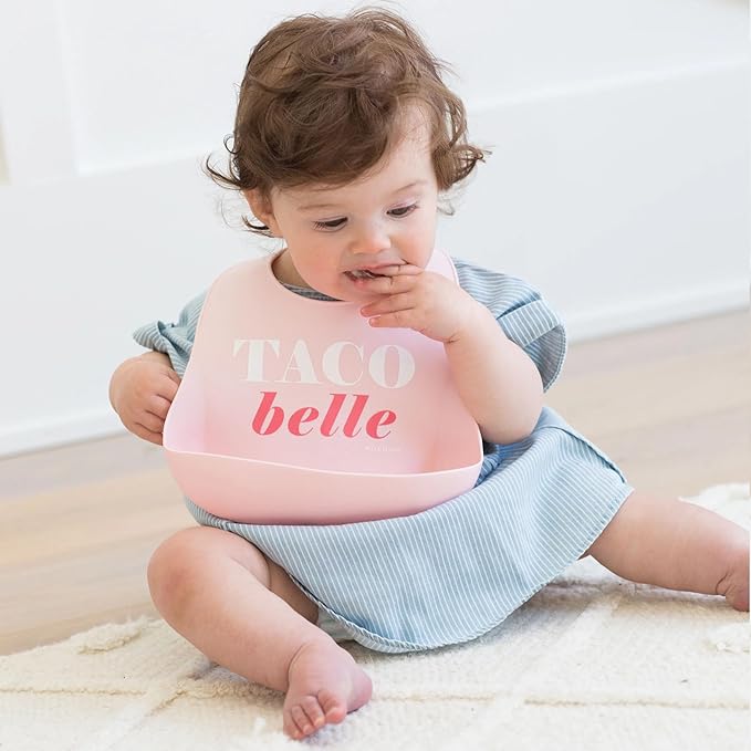 Baby Bib for Eating by Bella Tunno, Waterproof Silicone Bib with Large Food Catcher, Adjustable Fit for Babies 4-12 months & Toddlers 1-3 Years, Boys & Girls, Taco Belle-CubbioJoy