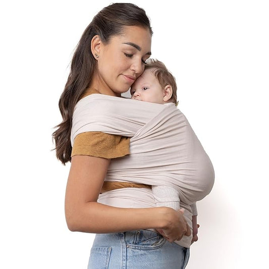 Boba Baby Wrap Carrier – Original Baby Sling Carrier for Newborns (7–35 lbs), Soft, Secure, Hands-Free & Ergonomic, Ideal for Comfortable Bonding, New Parents (Serenity Organic Stone)-CubbioJoy