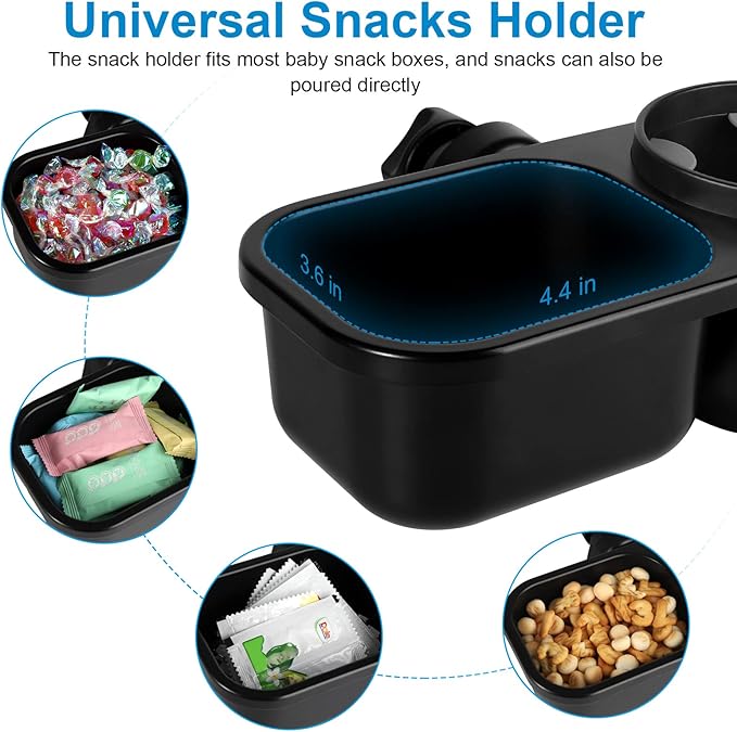 Accmor Stroller Cup Holder with Tray, Universal Cup Holder, Bike Bottle Holder, 360° Rotatable Large Caliber Drinks Holder for Stroller, Bike, Wheelchair, Walker-CubbioJoy