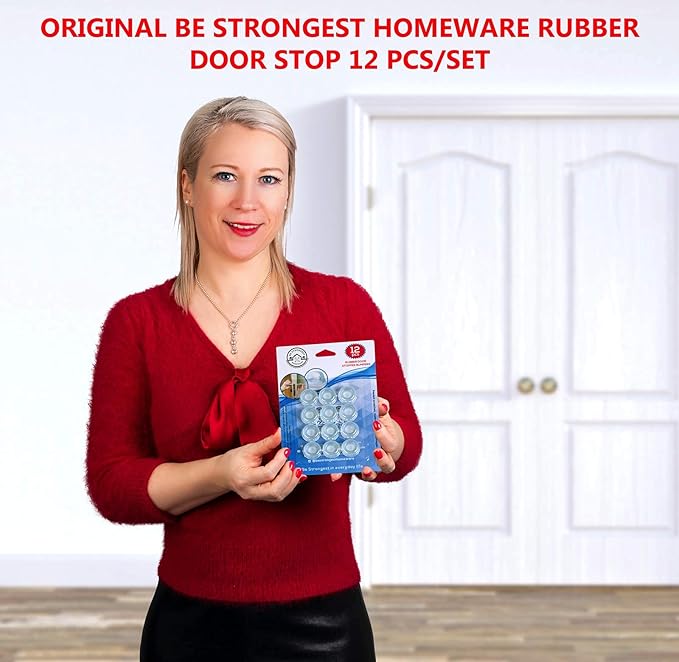 Door Bumper - Small Size Rubber Bumpers - Clear Door Stoppers for Wall - Wall Protector Clear Rubber Door Stop 12 in Pack - Shower Bumpers for Walls - Stick on Hard Bumpers for Walls Heavy Use (12)-CubbioJoy