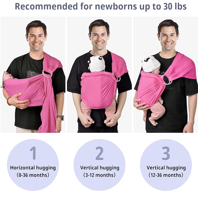 CUBY Water Baby Sling Carrier Lightweight Breathable Mesh Baby Wraps Carrier Adjustable Ring Sling Quick-Drying Baby Carriers Sling for Newborn Toddler Summer Swimming Pool Beach (Pink)-CubbioJoy
