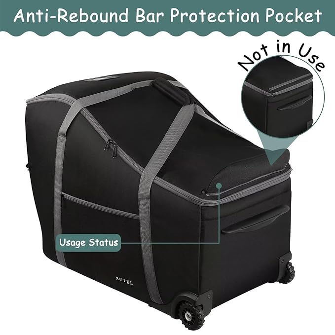 Infant Car Seat Travel Bag Fit Doona Car Seat Stroller and Base, Chicco Keyfit 35 and Base, Doona Travel Bag with Wheels, Padded Car Seat Bags for Air Travel, Nuna Travel Bag with Zipper Pocket-CubbioJoy