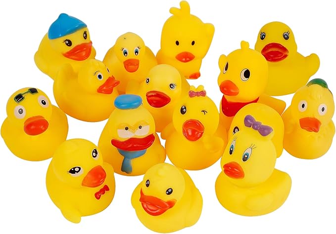 Set of 15 Duck Bath Toy Rubber Duckies, 2 Inches Bathtub Duck Set Squeak Rubber Floating Duck Baby Shower Bath Tub Pool Toys-CubbioJoy