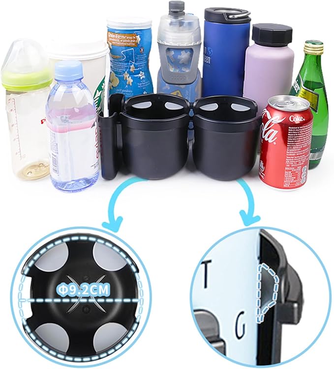 Baby Stroller Cup Holder with Phone Holder, 3-in-1 Bottle Holder, 360 Removable Degrees Rotation Drink Holder for Wheelchair, Stroller, Bike, Walker, Scooter, Bicycle, Uppababy, Nuna, Bugaboo, Doona.-CubbioJoy