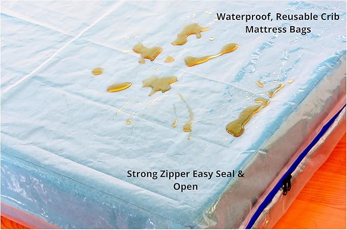 2 Pack Crib Mattress Storage Bags with Zipper -4 Mil Plastic Waterproof Crib Mattress Bags for Moving and Storage-CubbioJoy