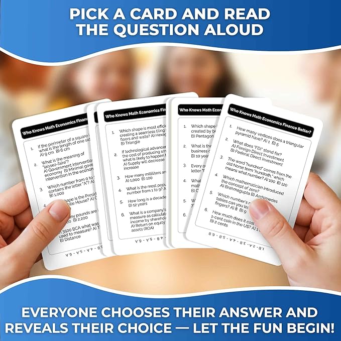 Board Games for Kids 8-12 and Family - STEM Card Game for Kids Age 12+ - Who Knows Math Finance Economics Better? - Educational Quiz with 500+ Questions - Great for Learning and Game Night-CubbioJoy