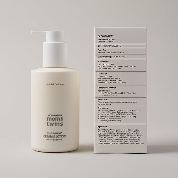 CREAM & LOTION – Organic Newborn-Safe Korean Baby & Adult 2‑in‑1 Face & Body Lotion, Moisturizer with Vitamin C for Soothing Hydration, Gentle & Effective (7.41 fl oz / 210 g)-CubbioJoy