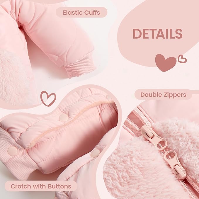 JiAmy Baby Snowsuit Newborn Winter Clothes Coat Romper Windproof Fleece Hat Zipper Baby Bear Outfit-CubbioJoy