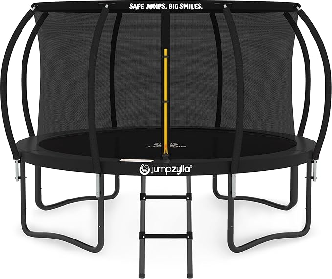 JUMPZYLLA Trampoline Outdoor 8FT 10FT 12FT 14FT 15FT 16FT with Enclosure and Ladder, ASTM Approved Recreational Trampoline for Kids and Adults, Anti-Rust Coated Frame-CubbioJoy