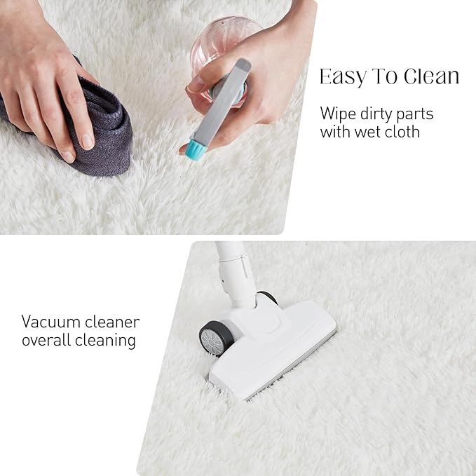 9x12 White Fluffy Plush Area Rug, Ultra Soft Bedroom Rug Indoor Carpet, Anti-Skid High Pile Luxury Rugs for Nursery, Kids Room, Playroom, Home Decoration-CubbioJoy