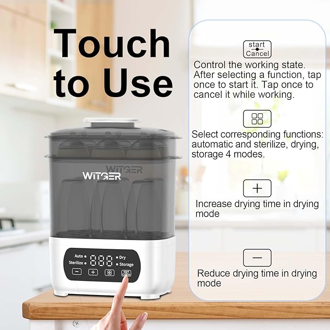 Baby Bottle Sterilizer and Dryer, Electric Steam Sterilizer for Baby Bottles, Pacifiers, and More, with Digital Controls.-CubbioJoy