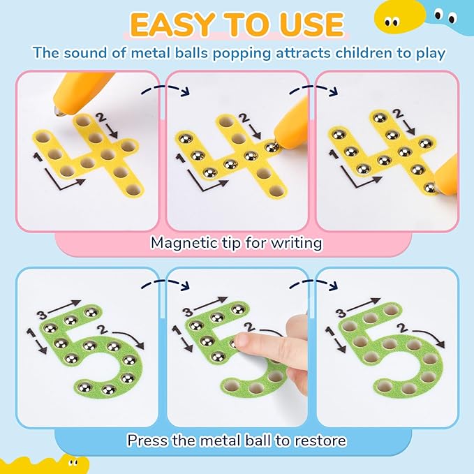 JoyCat Double-Sided Magnetic Number Tracing Board - 2-in-1 Numbers 1-20 Writing Toys for Toddlers & Kids, Preschool Math Manipulatives, Kindergarten Educational Learning Gifts for 3-5 Year Olds-CubbioJoy