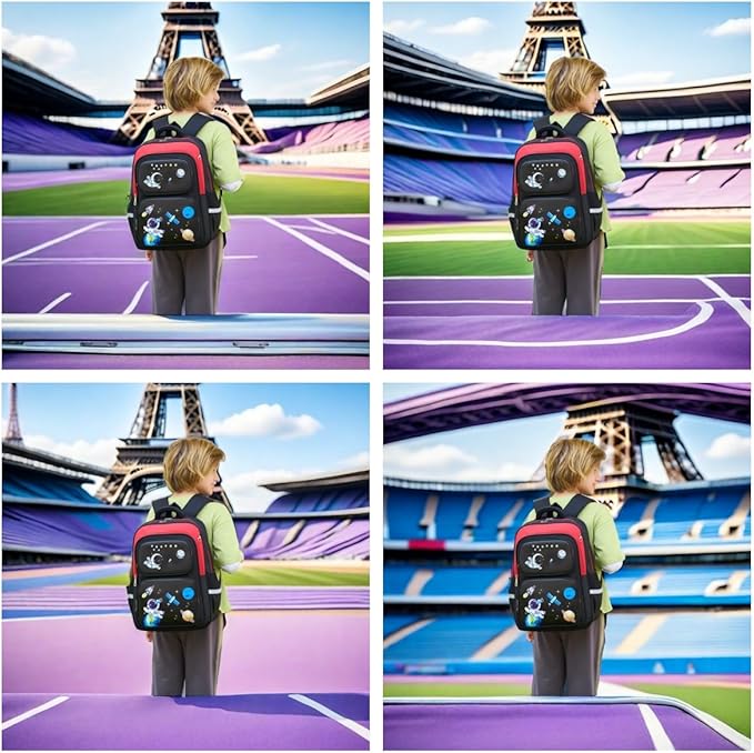 Cartoon Backpack for Boys, 17 Inch Kids Space Backpack for Children Teens Waterproof School Travel Backpacks-CubbioJoy