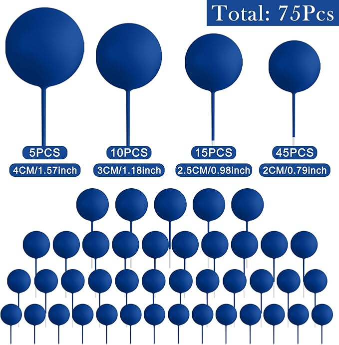 75 Pieces Royal Blue Cake Balls Topper Decorations Foam Cupcake Topper Mini Balloon Cake Topper Balls Cake Picks for Cake Deco Birthday Party Wedding-CubbioJoy