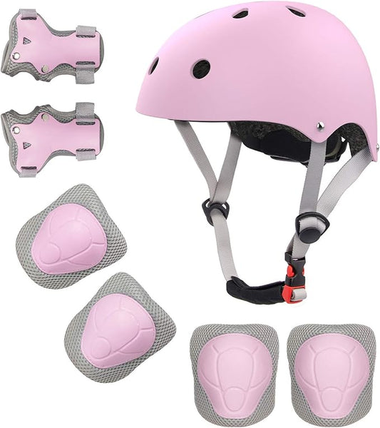 Kids Bike Helmet and Pads Set for Ages 2–14, CPSC Certified Adjustable Helmet with Knee Elbow Wrist Guards, for Skateboard, Scooter, Skating, Rollerblading, Multi-Sport Protective Gear-CubbioJoy