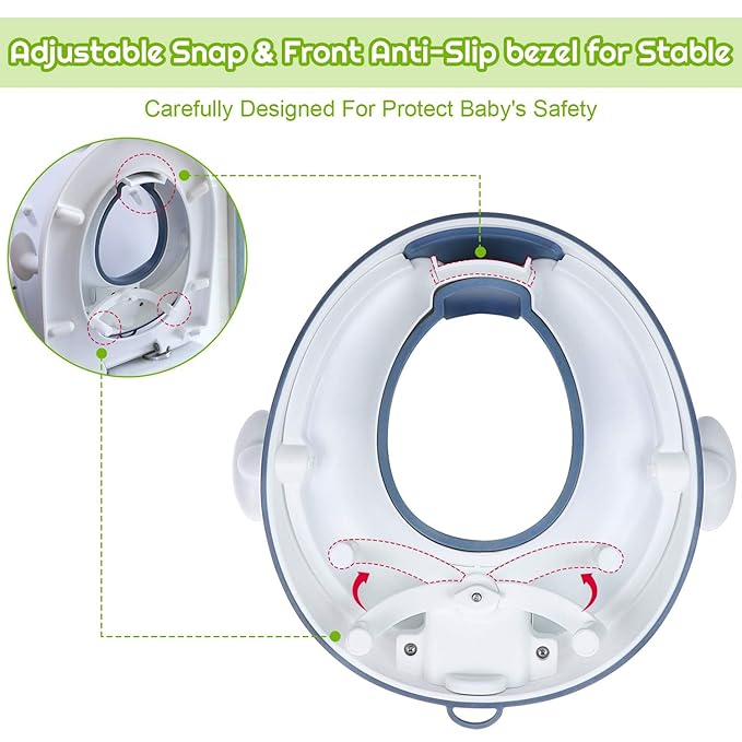 ANGELBLISS Baby Potty Training Toilet Seat with Soft Cushion Handles, Haute Collection, Double Anti-Slip Design and Splash Guard for Boys and Girls (Blue)-CubbioJoy