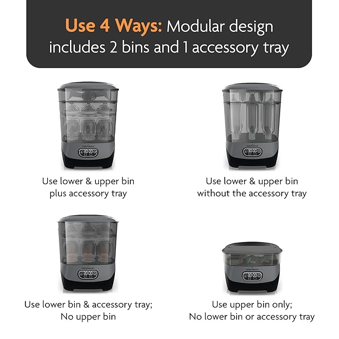 Baby Brezza Bottle Sterilizer and Dryer Advanced – 33% Faster - Largest Capacity Steam Sanitizer - Universal Sterilization Machine for All Bottles + Pump Parts - HEPA Air Filter, Charcoal-CubbioJoy