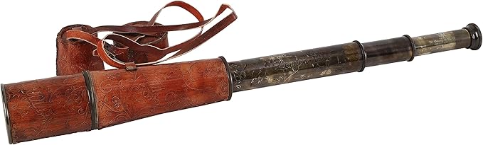 32-Inch Ship Captain Brass Telescope – Handmade Vintage Spyglass with Leather Case – Nautical Maritime Scope for Adults & Kids, Pirate Spy Glass Gift-CubbioJoy
