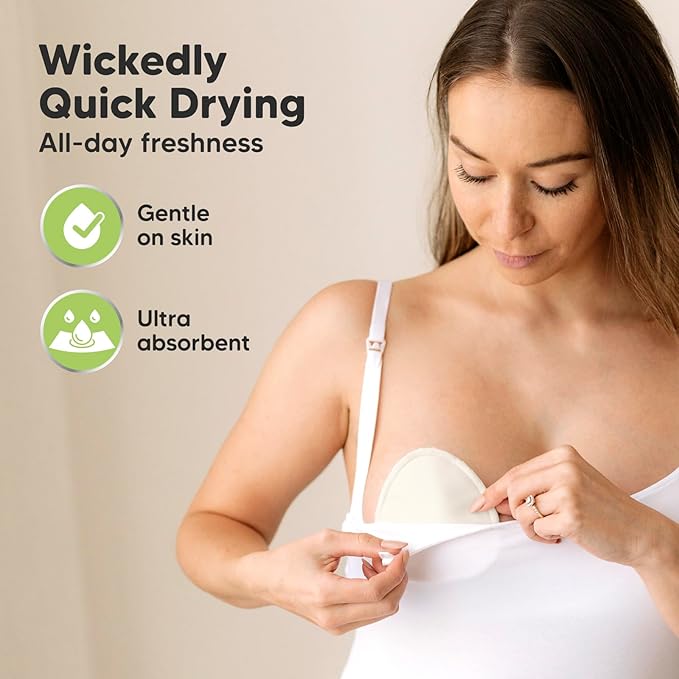 14-Pack Organic Nursing Pads - Washable Breast Pads for Breastfeeding, Nursing Bra Nipple Pads for Breastfeeding, Pumping Bra Reusable Breast Pads, Maternity Breastfeeding Bra Pads (Neutrals, M 3.9")-CubbioJoy