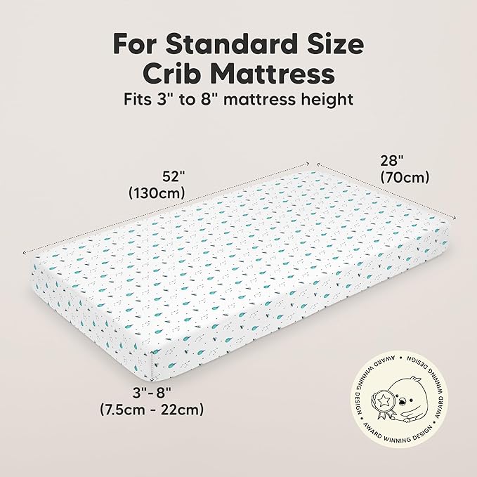 KeaBabies 2-Pack Organic Crib Sheets for Boys, Girls - 52x28 Fitted Crib Mattress Sheet Neutral, Breathable Jersey Cotton Cover for Baby Bed, Toddler Mattress, Soft & Cute Prints (Space Quest)-CubbioJoy