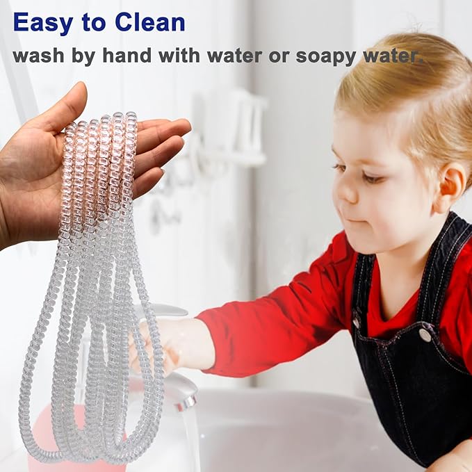 Chew Necklaces for Sensory Kids, 12 Pcs Clear Coil Chewy Necklaces Stretchy Bracelet for Boys Girls with Autism ADHD SPD,Oral Motor Chewable Necklace Reduce Anxiety and Fidgeting Stress-CubbioJoy