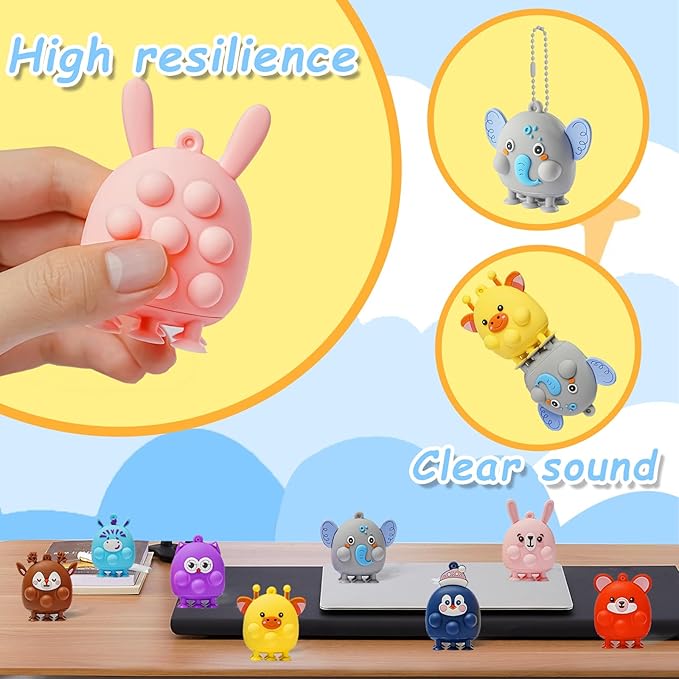 32 Pcs Party Favors for Kids, 3D Animal Pop Fidget Toys Bulk, Sensory Bath Suction Toys for Toddlers, Carnival Treasure Classroom Prizes Box Toys, Fidget Stocking Stuffers Birthday Party Gifts-CubbioJoy