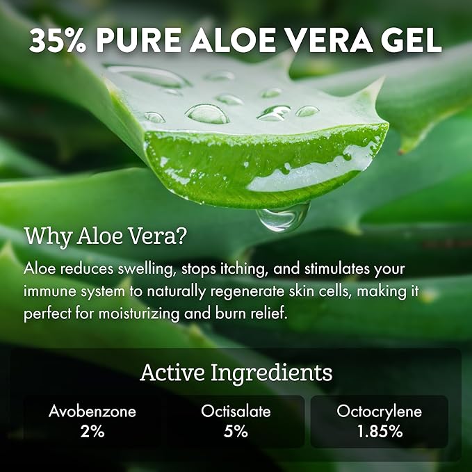 Aloe Up Sport Continuous Spray Sunscreen SPF 15 - Broad Spectrum UVA/UVB Sunscreen Protector for Face and Body - With Aloe Vera Gel - Fast Absorbing Sheer Formula - Reef Safe - Fragrance-Free - 6 Oz-CubbioJoy