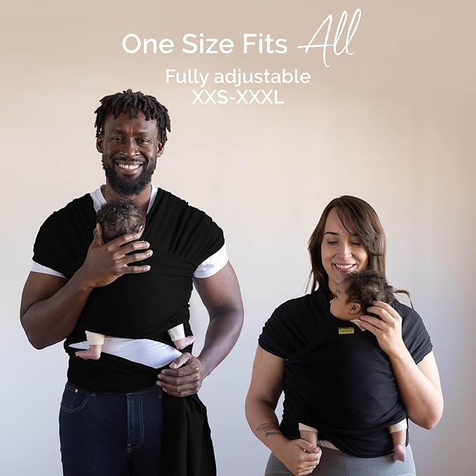 Boba Baby Wrap Carrier – Original Baby Sling Carrier for Newborns (7–35 lbs), Soft, Secure, Hands-Free & Ergonomic, Ideal for Comfortable Bonding, New Parents (Black)-CubbioJoy