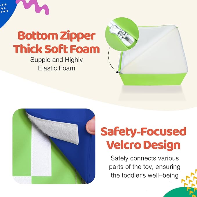 4-Piece PU Leather Baby Foam Climbing Blocks for Toddlers - Soft Play Climbing Toys for Toddlers - Foam Climbing Set for Crawling and Sliding Indoor (Red Yellow Blue)-CubbioJoy