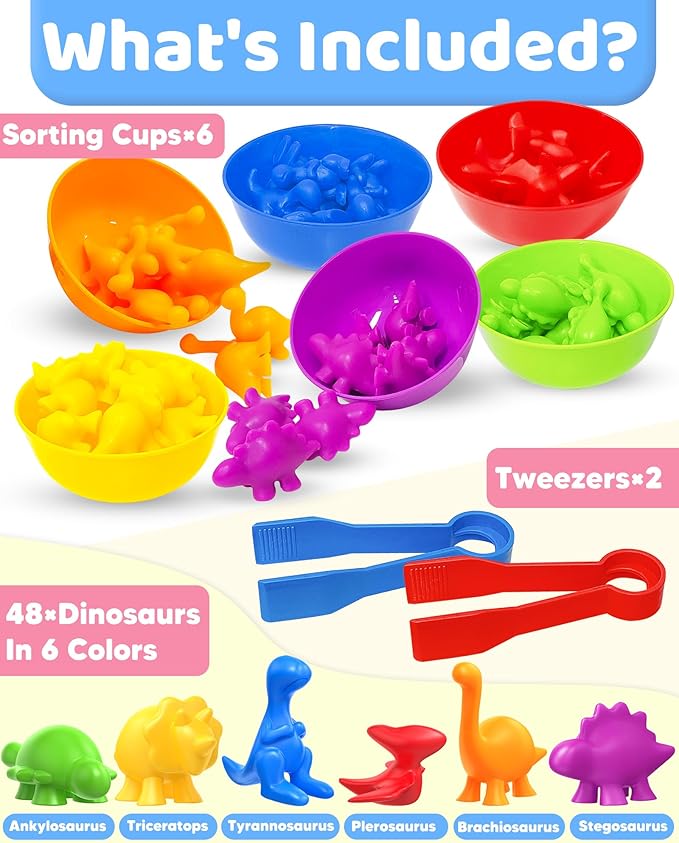 Counting Dinosaurs Montessori Toys for 3 4 5 Years Old Boys Girls, Preschool Learning Activities Kindergarten Educational Sensory Toys Gifts for Kids Toddlers Ages 3-5, 4-8-CubbioJoy