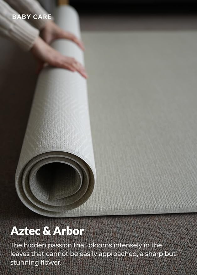 Baby Care Play Mat (Large, Hygge - Aztec & Arbor) 82'' x 55'' Original One-Piece Reversible Rollable Waterproof Baby Mat for Floor, Play Mat for Babies 6-12 Months, Infants, Toddlers, and Kids-CubbioJoy