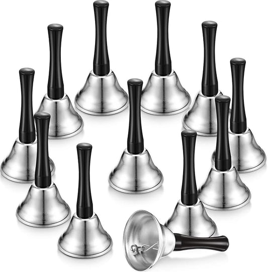 Boao 12 Pieces Metal Hand Bells Music Service Hand Bells Musical Instruments Percussion for Christmas Party Supplies(Silver)-CubbioJoy