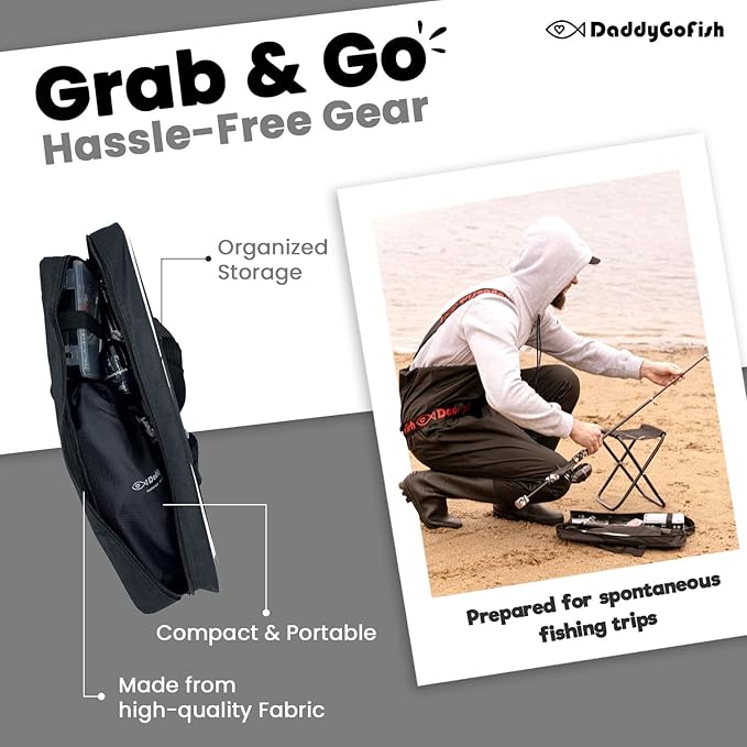 DaddyGoFish Kids Fishing Pole - Rod Reel Combo Tackle Box Starter Set - First Year Small Gear Kit for Boys Girls Toddler Youth Age Beginner Little Children-CubbioJoy