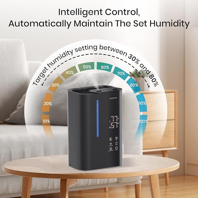 5L Cool Mist Humidifiers for Bedroom Large Room, Top Fill Ultrasonic Smart Air Humidifier for Baby & Plants with Essential Oil Diffuser, 50H Runtime 28 dB Quiet Baby Humidifier-CubbioJoy