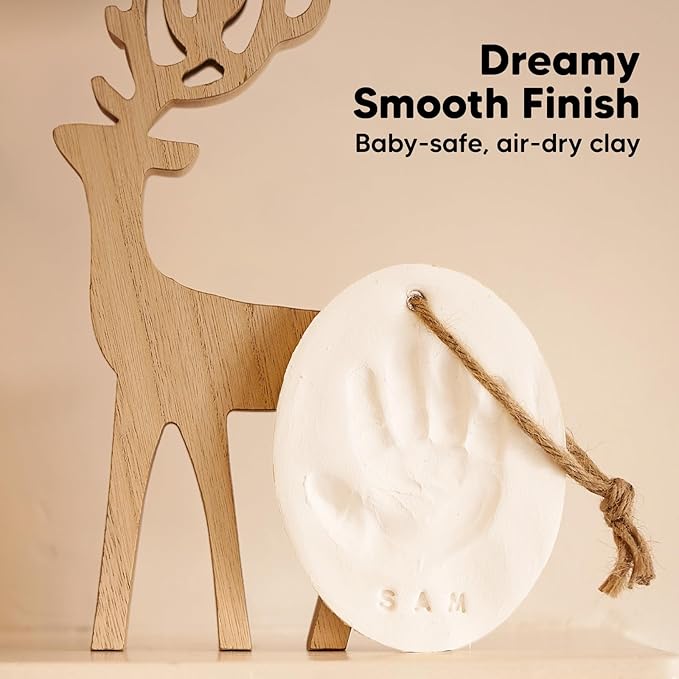 Baby Hand and Footprint Kit Girls, Boys - Personalized Baby Footprint Ornament Kit, Newborn Keepsake Gifts for New Mom, Easy to Use Handprint Makers, Cute Shower Gifts (Glaze Finish)-CubbioJoy