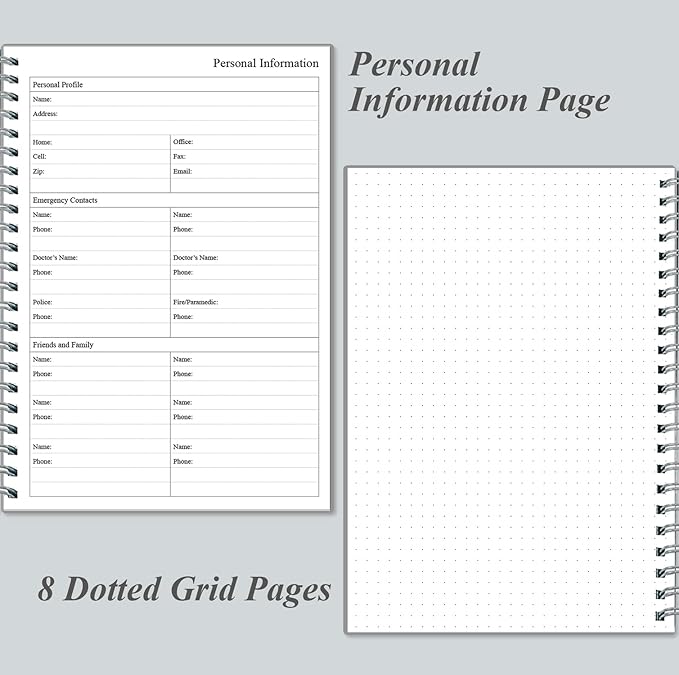 Daily Planner Undated - A5 To Do List Notebook Hourly Schedules, Spiral Appointment Planner for Women and Men, PVC Hardcover, Inner Pocket, Elastic Closure, 5.8" x 8.3", Grey-CubbioJoy