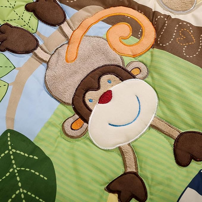 Brandream Jungle 3- Piece Nursery Crib Bedding Sets for Boys - Zebra Elephant Lion Monkey Giraffe Crocodile Birds - Playful Animal Zoo-CubbioJoy