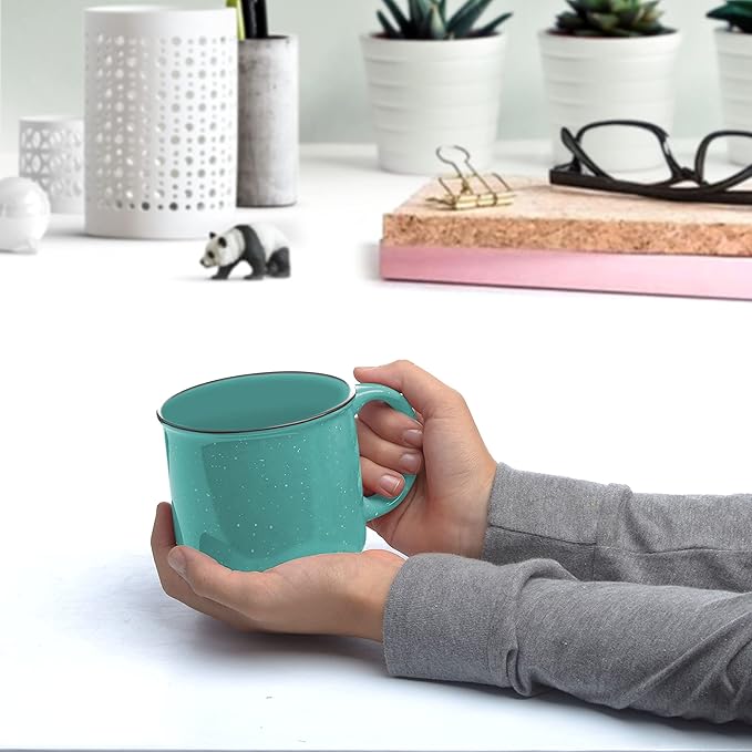 DISCOUNT PROMOS Ceramic Campfire Coffee Mugs 13 oz. Set of 10, Bulk Pack - Perfect for Tea, Espresso, Cappuccino, Hot Cocoa - Mint-CubbioJoy