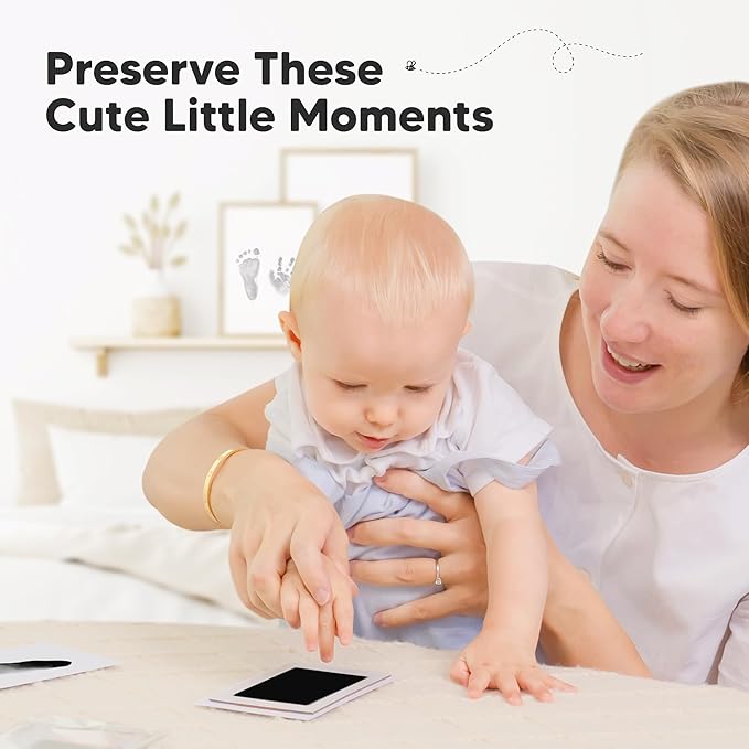 4-Pack Inkless Baby Hand and Footprint Kit - Mess Free Ink Pad for Newborn Keepsake, Dog Nose & Paw Print Kit, Clean Touch Ink Pad for Baby Hand & Footprints, Ideal New Mom Gifts (Jet Black)-CubbioJoy