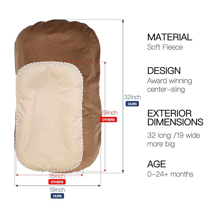 Baby Lounger - Snuggle Cozy Me Infant Lounger for Newborns | Flannel Cover, Breathable Soft, Portable Awake-Time Pad, Essential Baby Gift -Brown-CubbioJoy
