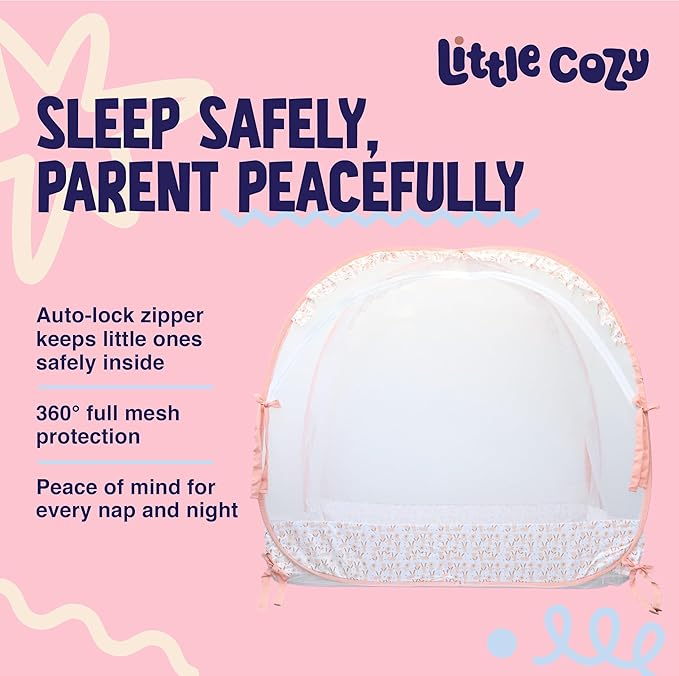 Crib Tent to Keep Baby from Climbing Out – Pop Up Crib Net Canopy with Strong Breathable Mesh, Double Auto-Lock Zippers & Durable Frame – Easy Install Baby Safety Cover for Standard Cribs-CubbioJoy