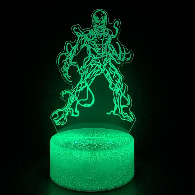 3D Alien Night Light, Super Hero Illusion Table Lamp with 16 Colors Remote Control Touch Lamp LED USB Night Light Desk Lamps Room Decorations Home Decor Holiday Gifts Birthday Gifts-CubbioJoy