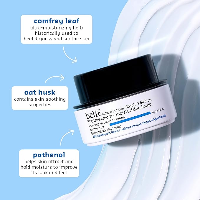 belif The True Cream Moisturizing Bomb with Oak Husk and Vitamin B | Moisturizer | Good for Dry Skin, Dryness Dullness, and Uneven Texture |For Normal, Dry Skin Types-CubbioJoy