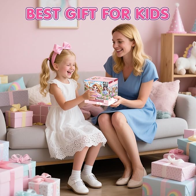 Jumbo Floor Puzzle for Kids,48 Piece Princess Large Jigsaw Puzzles,Puzzle for Toddler Ages 3-5,Preschool Educational Intellectual Development Toy Gift for Boys & Girls Ages 4-8-CubbioJoy