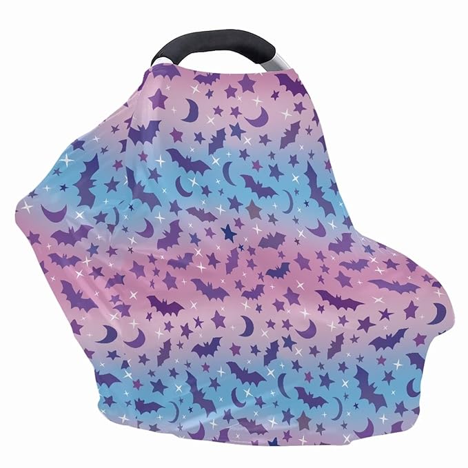 Binienty Halloween Bats Car Seat Cover Canopies for Baby Multi Use Cover Nusring Covers Stretchy Infants Stroller Cover/High Chair/Breastfeeding Cover-CubbioJoy