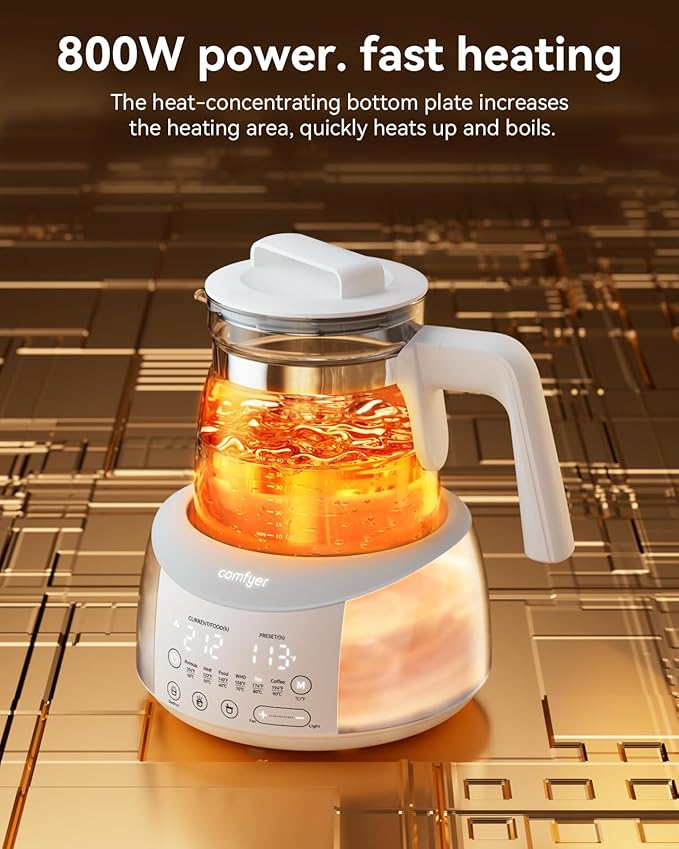 Bottle Warmer comfyer, Baby Bottle Warmer with Night Light & Faster Cooling Fan, Instantly Water Warmer, Tea Kettle Electric with 6 Temperature Control Presets, Feed Baby More Easier and Healthier-CubbioJoy