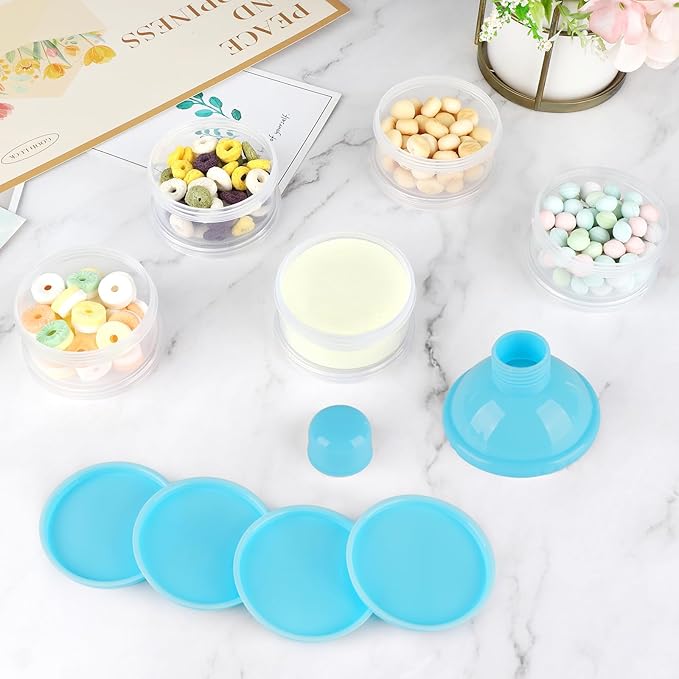Accmor Formula Dispenser On The Go, 5 Compartments Stackable Formula Container for Travel, Baby Milk Powder Kids Snack Container, BPA Free-CubbioJoy