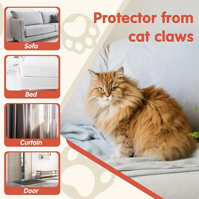 18 Pcs Large Cat Scratch Furniture Protector, Transparent Couch Protector from Cat Claws, Single-Sided Self Adhesive Anti Pet Deterrent Sofa Cover, 17in-CubbioJoy