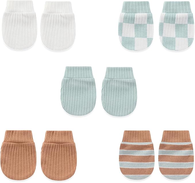 5 Pairs Baby Not Scratch Mittens 0-6 Months New Born Boy Girl Gloves Cute Infant Accessories-CubbioJoy