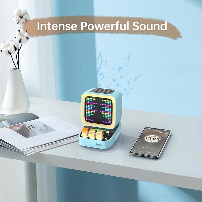 Divoom Ditoo Retro Pixel Art Game Bluetooth Speaker with 16X16 LED App Controlled Front Screen (Blue) …-CubbioJoy